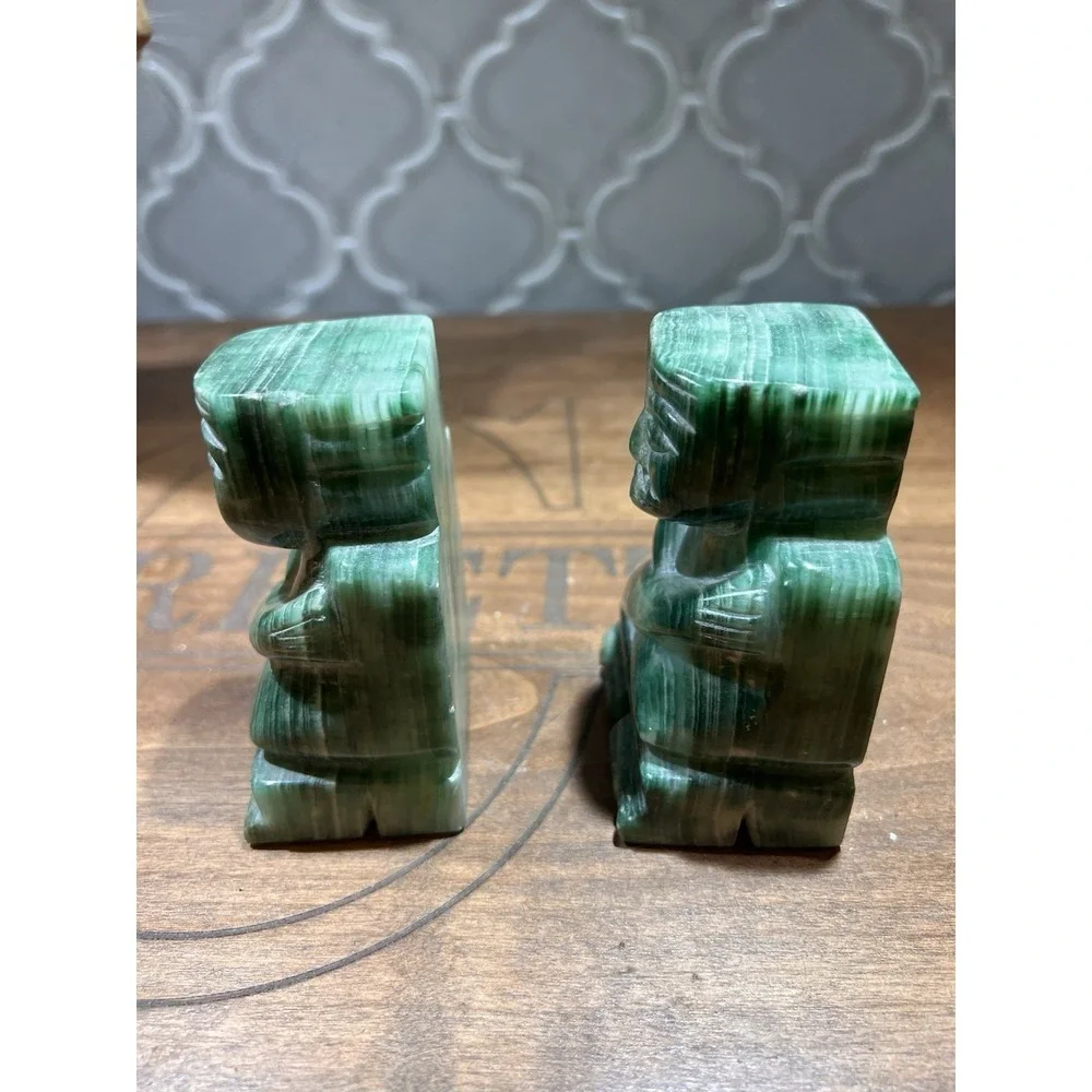Aztec Style Green‎ Marble Looking Natural Stone Bookends